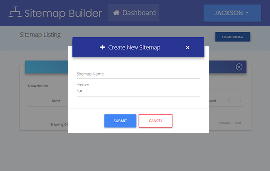 Create Sitemap Screenshot
